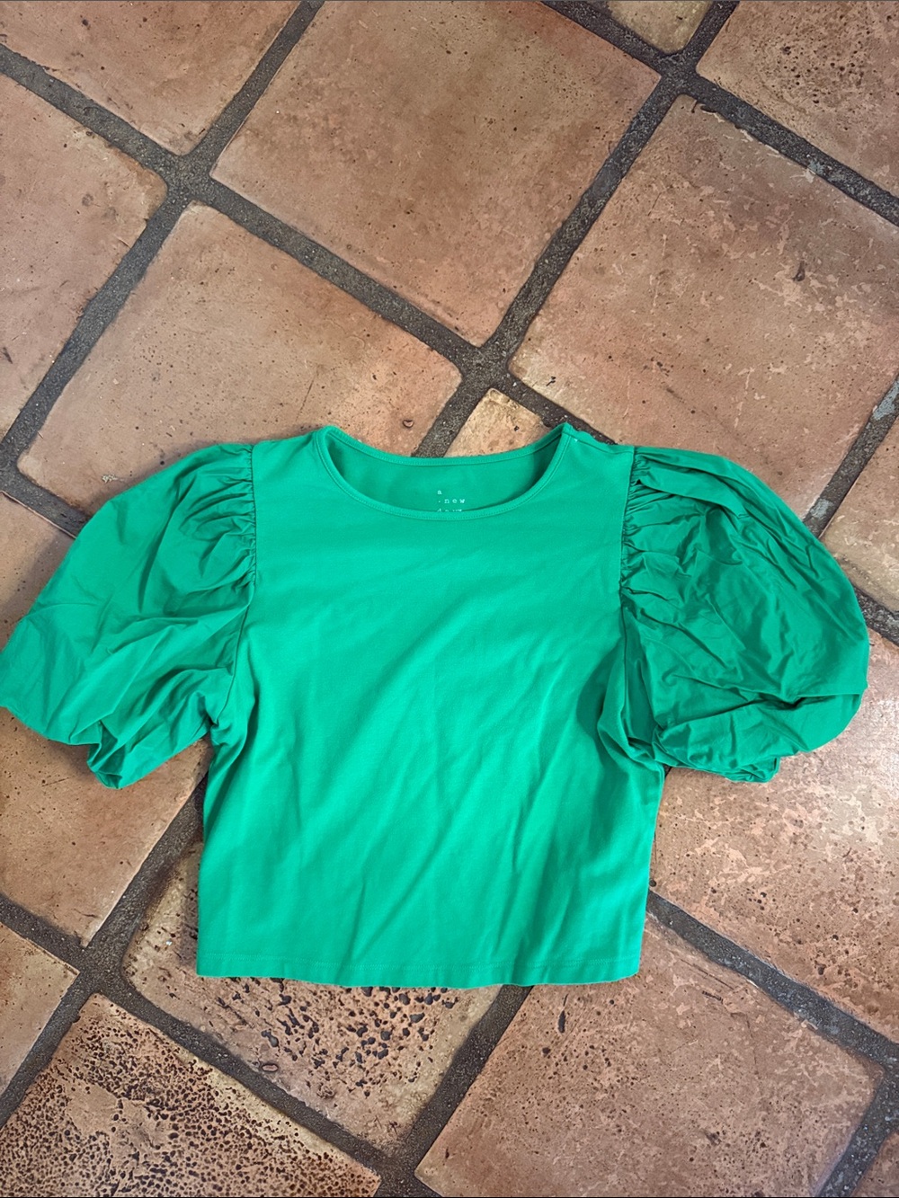 a new day Green Puff-Sleeve Cropped Top